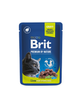 Brit Premium Aliment Humide Chat Chunks with Lamb in Gravy for Sterilised Cats 100 G